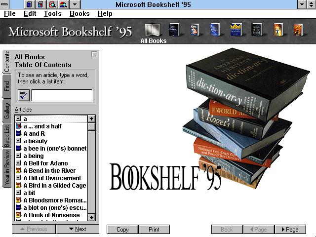 Microsoft Bookshelf 95 running on Windows 3.1 (1995)